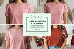 T-shirt mockup - short sleeve crew neck in pink and orange Product Image 1