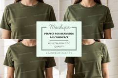 Olive green t-shirt mockup - front and back views Product Image 1