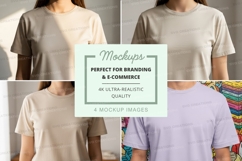 T-shirt mockup set featuring multiple views and colors Product Image 1