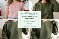 Cropped sweatshirt mockup in pink and olive green Product Image 1