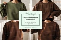 Oversized sweatshirt mockup in olive green and brown Product Image 1