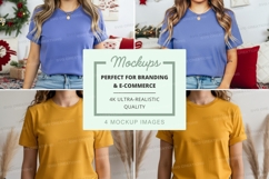 T-shirt mockup with blue and yellow shirts Product Image 1