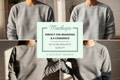 Oversized grey sweatshirt mockup Product Image 1