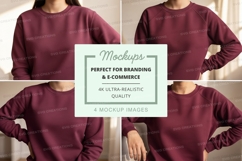 Oversized sweatshirt mockup in burgundy Product Image 1