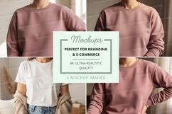 Sweatshirt mockup - oversized fit, long sleeves, mauve color Product Image 1