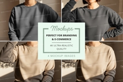 Oversized sweatshirt mockup in dark gray and beige Product Image 1
