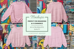 Pink crew neck sweatshirt mockup Product Image 1