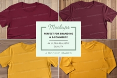 T-shirt mockup set featuring maroon and mustard t-shirts Product Image 1