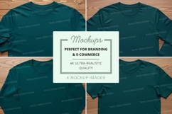 T-shirt mockup - dark green, crew neck, short and long sleev Product Image 1