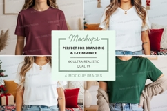 T-shirt mockup set featuring multiple styles and colors Product Image 1