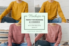 Long sleeve t-shirt mockup with model sitting on sofa Product Image 1