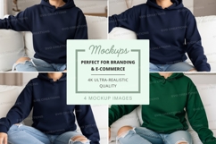 Hoodie mockup with models sitting on stairs Product Image 1