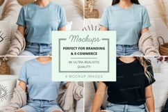 T-shirt mockup featuring multiple models Product Image 1