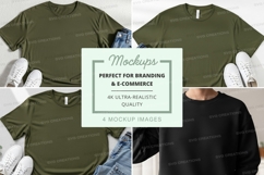 T-shirt mockup set featuring olive and black t-shirts with c Product Image 1