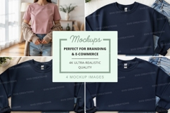 Mockup of navy blue cropped sweatshirts Product Image 1