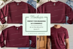 Maroon cropped sweatshirts and t-shirts mockup Product Image 1
