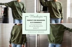 Oversized olive green sweatshirt mockup Product Image 1