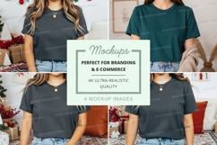 Four women wearing short-sleeve t-shirts mockup Product Image 1