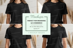 Black t-shirt mockup on model front and back views Product Image 1