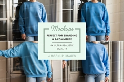 Blue sweatshirt mockup with model Product Image 1