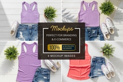 Mockup: casual summer outfits with tank tops and denim short Product Image 1