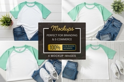 Mockup: casual summer outfit with baseball tee and denim sho Product Image 1