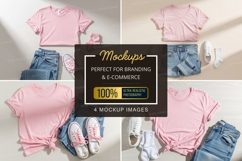Mockup: casual summer outfits with pink t-shirts Product Image 1