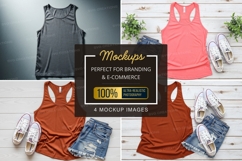 Mockup: women's athletic tank tops with outfits Product Image 1