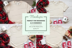 Holiday-themed t-shirt mockup with accessories Product Image 1