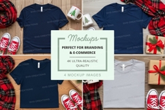 Holiday-themed t-shirt mockup with mugs and sneakers Product Image 1