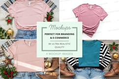 T-shirt mockup featuring multiple styles and colors Product Image 1