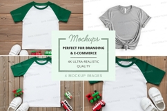 Baseball tee mockup with green sleeves Product Image 1