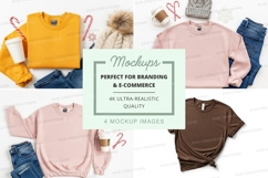 Flat lay mockup of sweatshirts and t-shirts Product Image 1