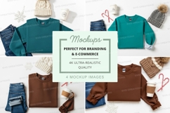 Flat lay mockup of sweatshirts with accessories Product Image 1