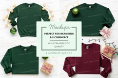 Four sweatshirt mockups with christmas decorations Product Image 1