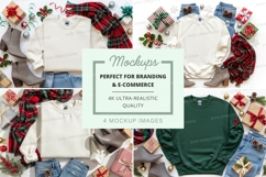 Holiday sweatshirt mockup with festive decorations Product Image 1