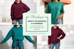 Mockup showcasing various hoodies Product Image 1