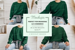 Mockup: green sweatshirt with plaid skirt Product Image 1