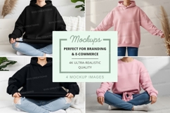 Mockup: hooded sweatshirts in black and pink Product Image 1