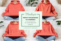 Mockup of a red hoodie Product Image 1