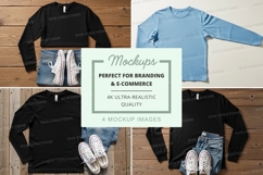 Apparel mockup featuring long sleeve t-shirts and casual out Product Image 1