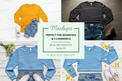 Four t-shirt mockups in different colors and styles Product Image 1