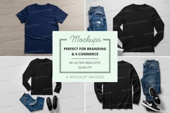 Apparel mockup featuring t-shirts and long-sleeve t-shirts Product Image 1