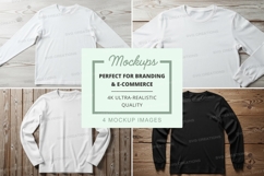 Long sleeve t-shirt mockup in white and black Product Image 1