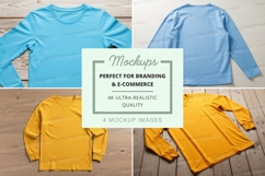 Long sleeve t-shirt mockup in blue and yellow Product Image 1