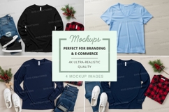Apparel mockup featuring t-shirts and long-sleeve shirts Product Image 1