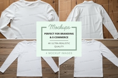 Long sleeve t-shirt mockup in white Product Image 1