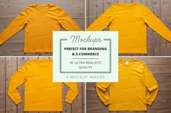 Yellow long sleeve t-shirt mockup Product Image 1