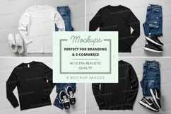 Long sleeve t-shirt mockup in white Product Image 1