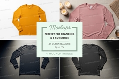 Four long sleeve t-shirt mockups Product Image 1